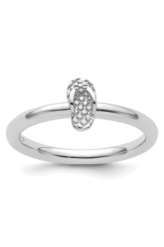 Sterling Silver Stackable Expressions Rhodium Flip Flop Ring