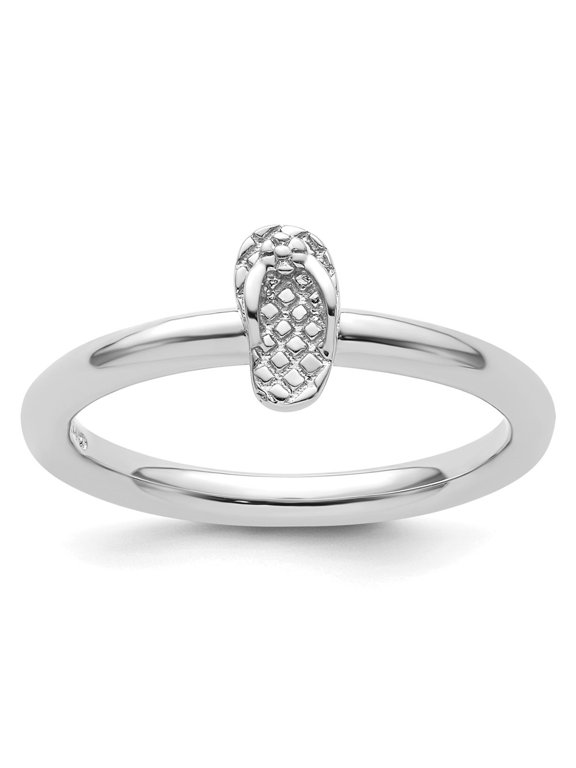 Sterling Silver Stackable Expressions Rhodium Flip Flop Ring