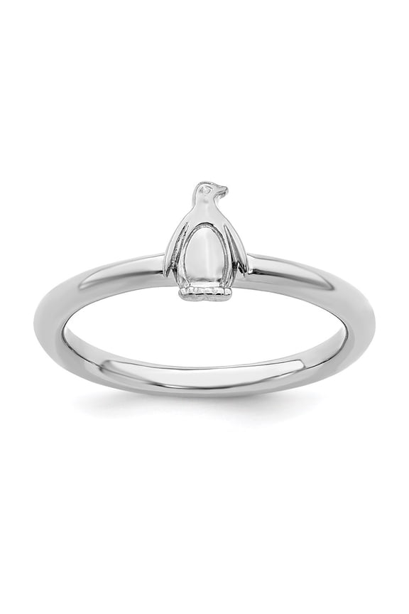 Sterling Silver Stackable Expressions Rhodium Penguin Ring