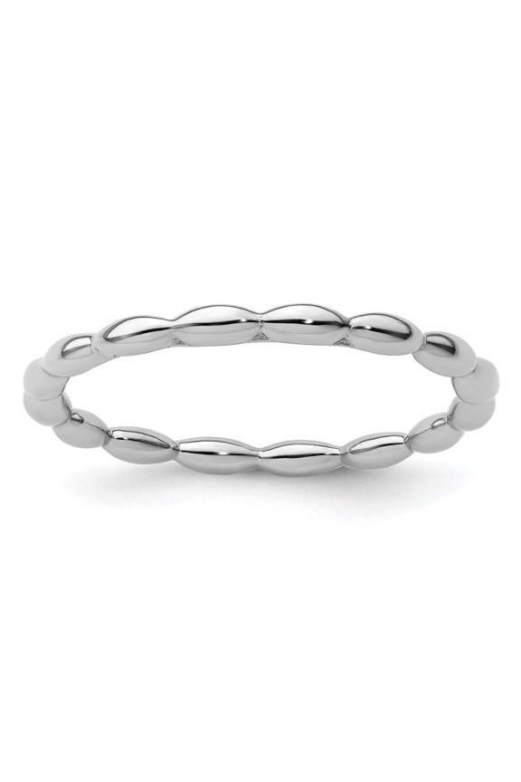 Sterling Silver Stackable Expressions Rhodium Rice Bead Ring