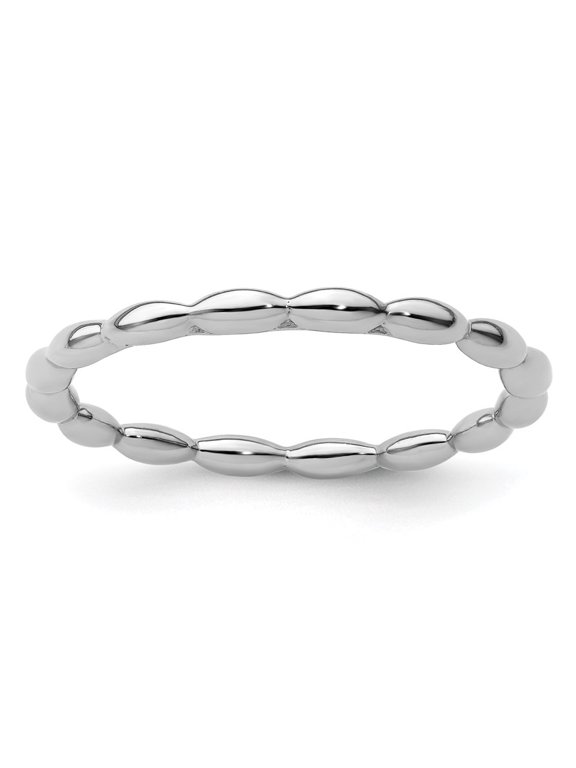 Sterling Silver Stackable Expressions Rhodium Rice Bead Ring