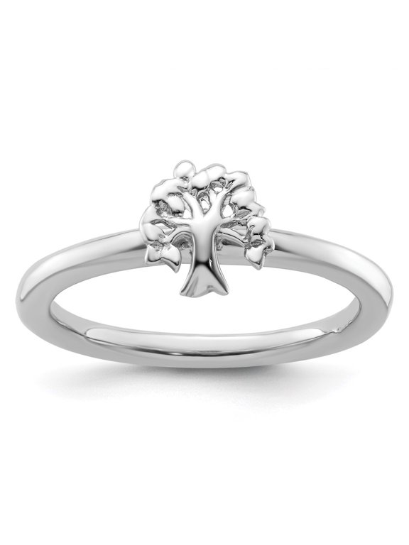 Sterling Silver Stackable Expressions Rhodium Tree Ring