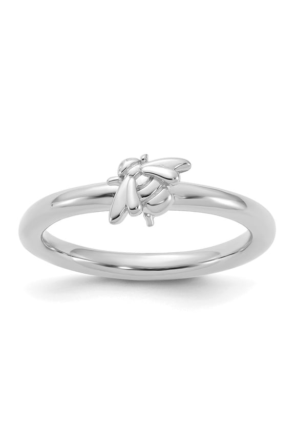 Sterling Silver Stackable Expressions Rhodium-plated Bee Ring