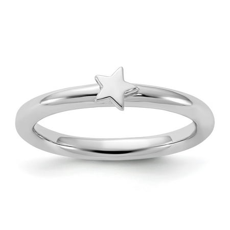 Diamond2Deal Sterling Silver Stackable Expressions Rhodium-plated Star Ring