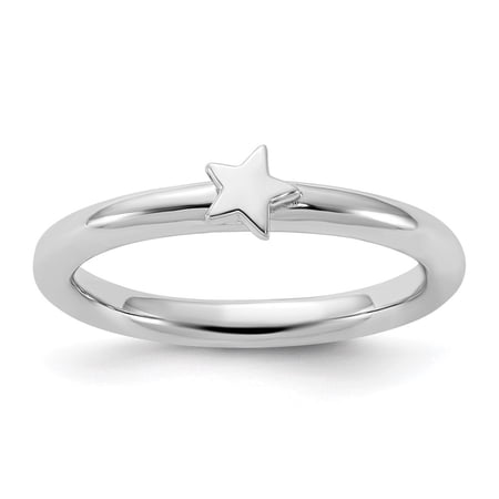 Diamond2Deal Sterling Silver Stackable Expressions Rhodium-plated Star Ring