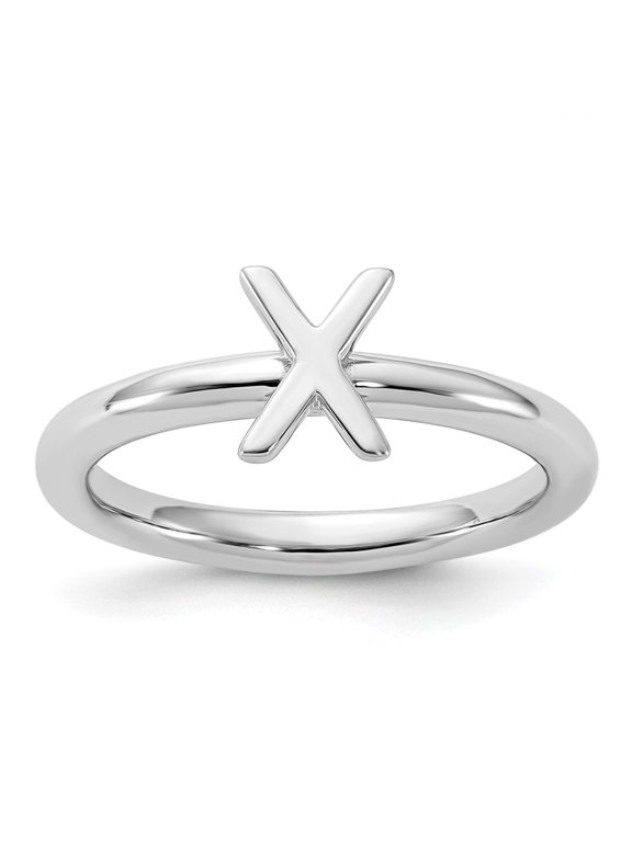 Sterling Silver Stackable Expressions Rhodium-plated X Ring