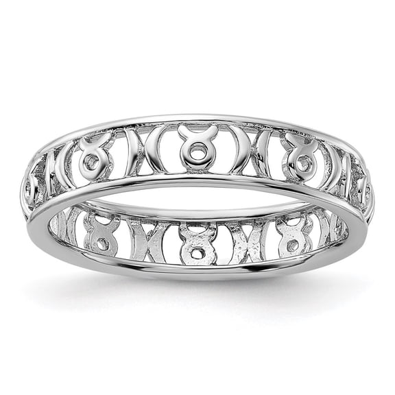 Diamond2Deal Sterling Silver Stackable Expressions Taurus Zodiac Ring