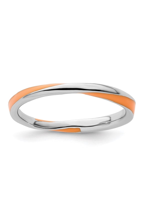Sterling Silver Stackable Expressions Twisted Orange Enameled Ring