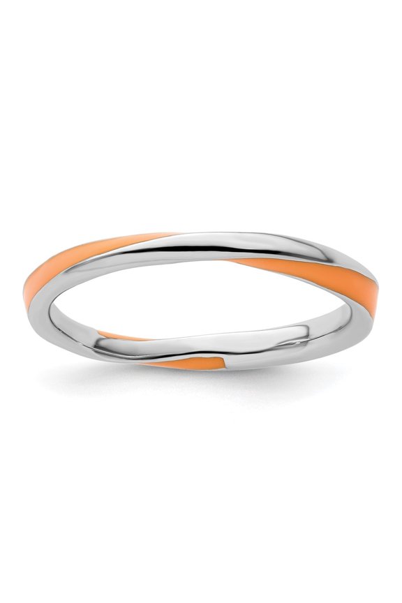 Sterling Silver Stackable Expressions Twisted Orange Enameled Ring