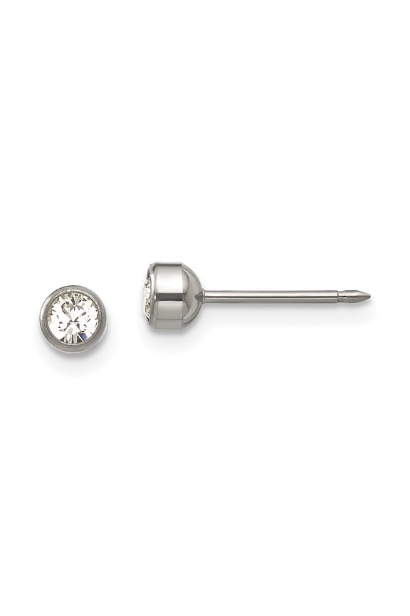 Titanium 4mm Bezel Crystal Earrings for Women