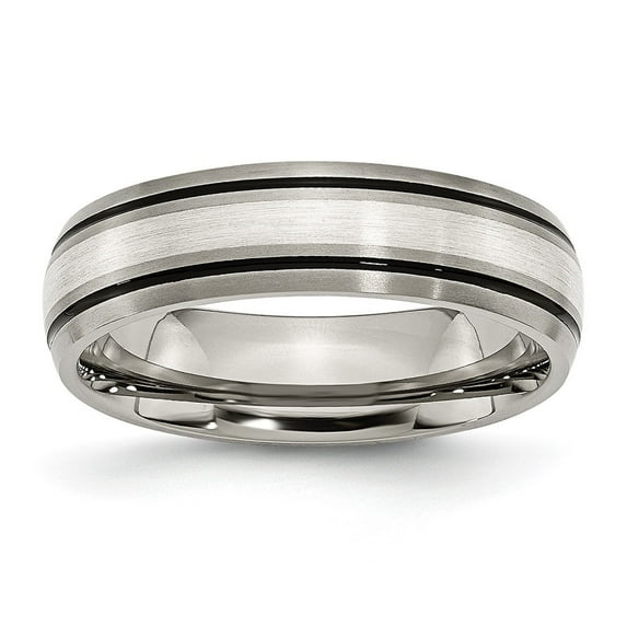 Diamond2Deal Titanium Antiqued with Center Sterling Silver Inlay 6mm Men's Band Size 8.5