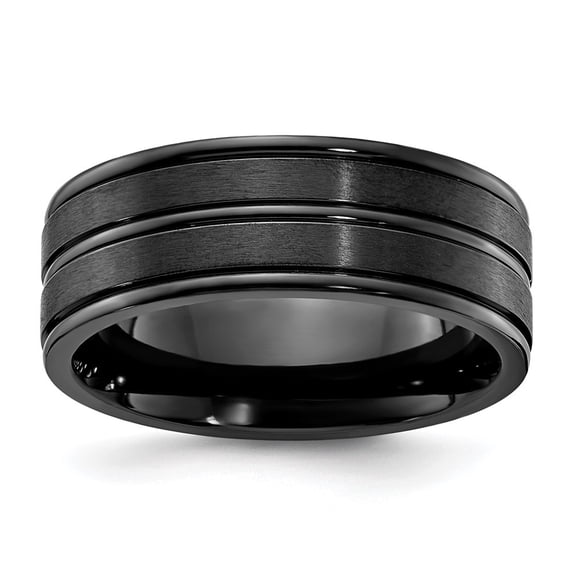 Diamond2Deal Titanium Black IP-plated Brushed and Polished 8mm Men's Band Size 10.5