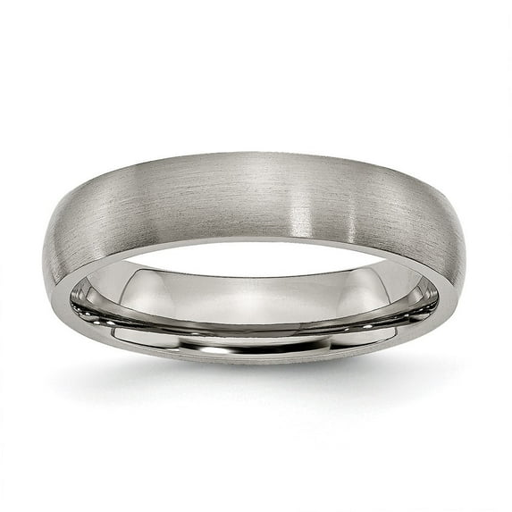 Diamond2Deal Titanium Brushed 5mm Half Round Band for Women Size 12
