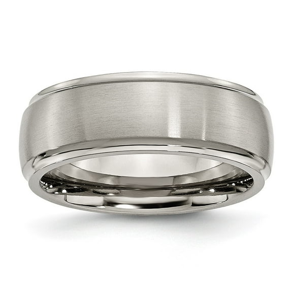 Diamond2Deal Titanium Brushed Center 8mm Ridged Edge Men's Band Size 12