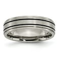thumbnail image 1 of Diamond2Deal Titanium Brushed Center Black Enamel 6mm Ridged Edge Men's Band Size 7, 1 of 1