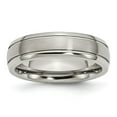 thumbnail image 1 of Diamond2Deal Titanium Brushed and Polished 6mm Grooved Edge Men's Band Size 8.5, 1 of 1
