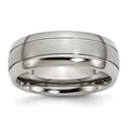 Diamond2Deal Titanium Brushed and Polished 8mm Grooved Men's Band Size ...