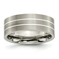 thumbnail image 1 of Diamond2Deal Titanium Brushed w/Sterling Silver Inlay 8mm Flat Men's Band Size 8.5, 1 of 5