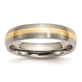 thumbnail image 1 of Diamond2Deal Titanium Brushed with 14k Gold Inlay 5mm Band for Women Size 8.5, 1 of 5