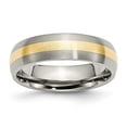 thumbnail image 1 of Diamond2Deal Titanium Brushed with 14k Gold Inlay 6mm Men's Band Size 8, 1 of 5