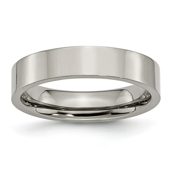 Diamond2Deal Titanium Polished 5mm Flat Band for Women Size 7.5