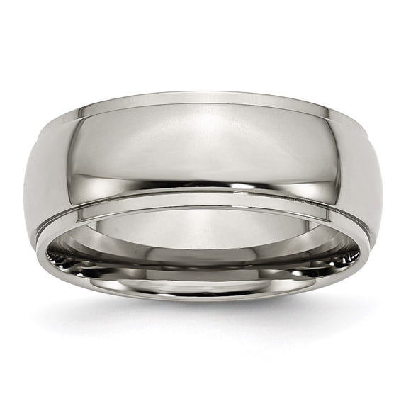 Diamond2Deal Titanium Polished 8mm Ridged Edge Men's Band Size 15