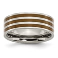 thumbnail image 1 of Diamond2Deal Titanium Polished Brown Enamel Striped 8mm Flat Men's Band Size 12, 1 of 5