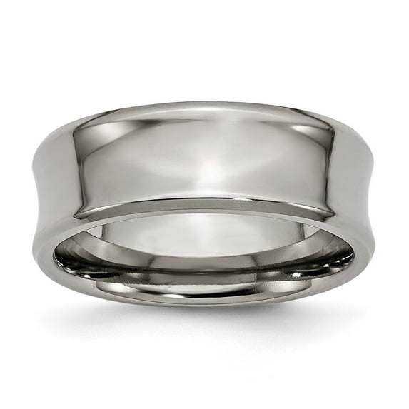 Diamond2Deal Titanium Polished Concave 8mm Beveled Edge Men's Band Size 13.5