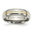 thumbnail image 1 of Diamond2Deal Titanium Polished Yellow IP-plated 6mm Grooved Men's Band Size 7, 1 of 5