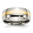 thumbnail image 1 of Diamond2Deal Titanium Polished with 14k Gold Inlay 8mm Men's Band Size 9.5, 1 of 1