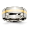thumbnail image 1 of Diamond2Deal Titanium Polished with 14k Gold Inlay 8mm Men's Band Size 9, 1 of 1