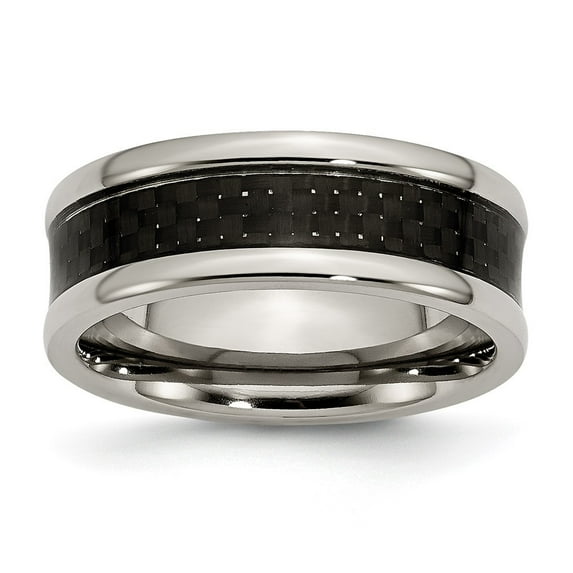 Diamond2Deal Titanium Polished with Black Carbon Fiber Inlay 8mm Men's Band Size 12
