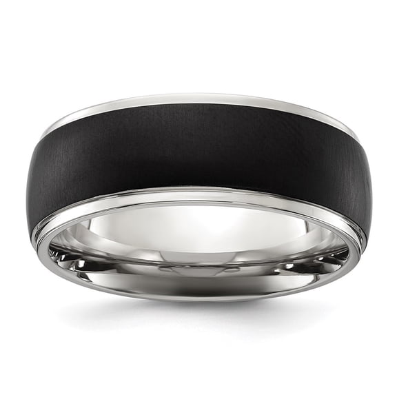 Diamond2Deal Titanium Polished with Brushed Black IP-plated Center 8mm Men's Band Size 11.5