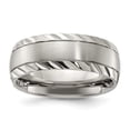 thumbnail image 1 of Diamond2Deal Titanium Polished with Brushed Center and Grooved Edge 8mm Men's Band Size 9, 1 of 1