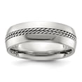 thumbnail image 1 of Diamond2Deal Titanium Polished with Curb Chain Inlay 7mm Men's Band Size 7.5, 1 of 1