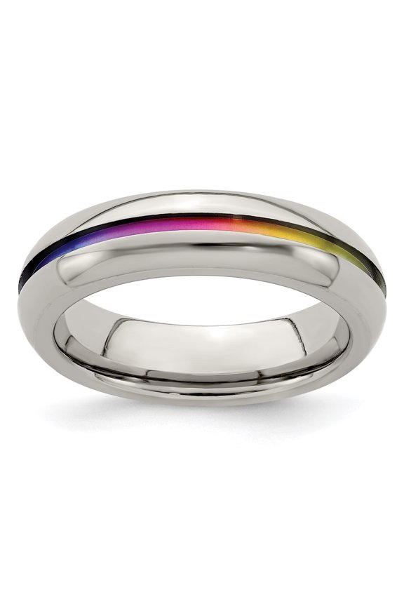 Titanium Rainbow Anodized Center Polished 6mm Men's Band Size 10