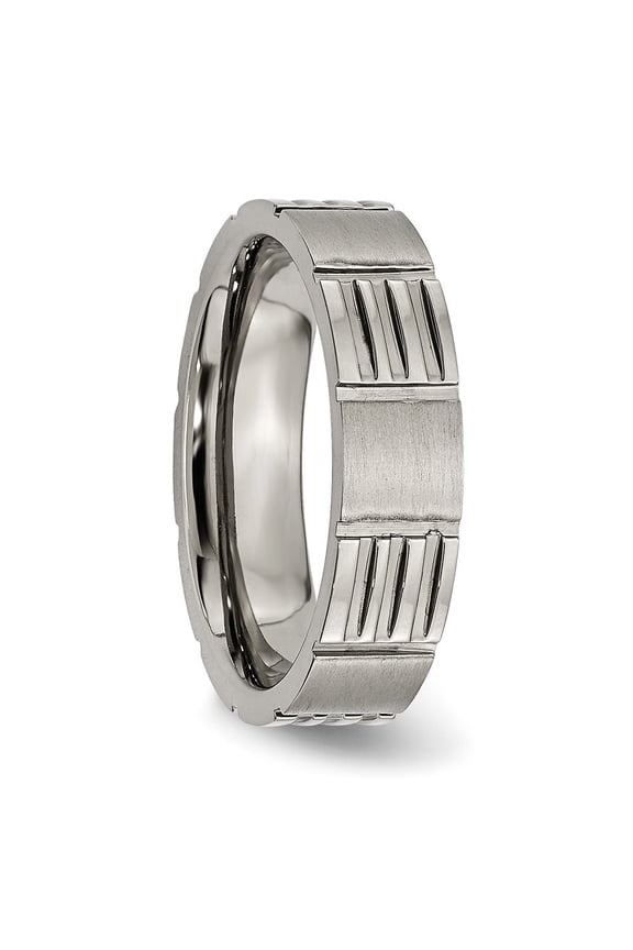 Titanium Satin and Polished 6mm Notched Men's Band Size 11