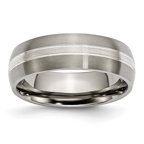 Diamond2Deal Titanium with Sterling Silver Inlay 7mm Men's Band Size 12.5