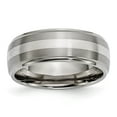 thumbnail image 1 of Diamond2Deal Titanium with Sterling Silver Inlay 8mm Ridged Edge Men's Band Size 10.5, 1 of 5