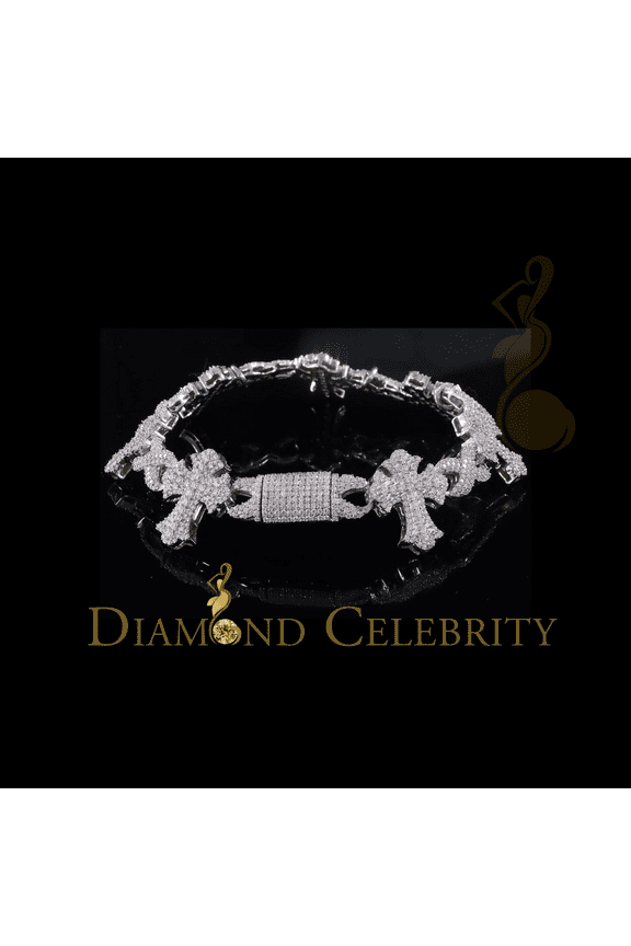 925 D'Moissanite Silver 8.00CT White Victoria Cross Infinity Bracelet Men/Women