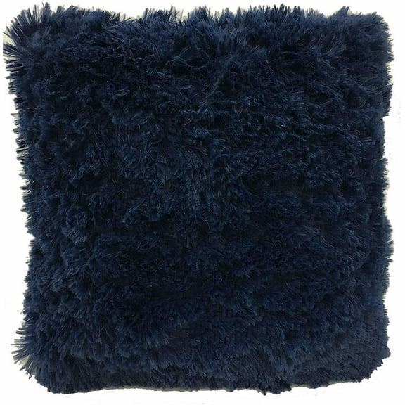 DiamondHome Super Soft Faux Fur Decorative Filled Throw Pillow Cushion (16"X16",Navy Blue)