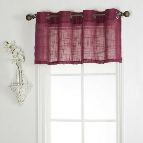 DiamondHome Valances with Grommets Top for Kitchen Decorative Linen Semi Sheer for any Short/Small Window ( 52 x 18-inch, Burgundy, 1 Piece)