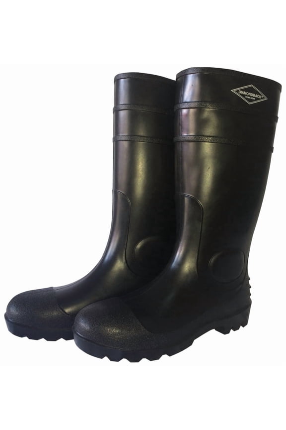 Diamondback L-G06B8 Knee Boots, 8, Black, PVC, Slip-On