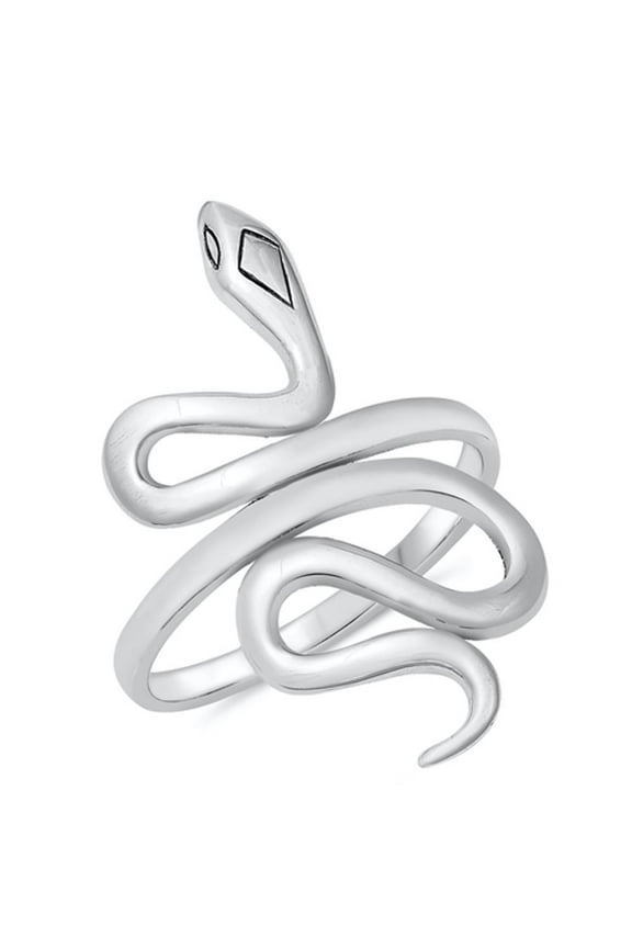 Diamondback Rattle Snake Ring .925 Sterling Silver Band Jewelry Female Male Unisex Size 12