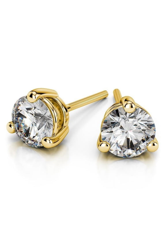 Diamondcapitals 0.50 Carat Excellent Round Moissanite Stud Earrings In 18K Yellow Gold over Silver, Female