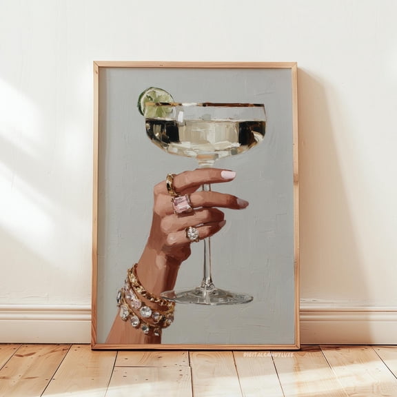 Diamonds And Drinks Print Trendy Feminine Wall Art Prints Neutral Bar Cart Poster S Kitchen Decor Vintage Retro Print #A001