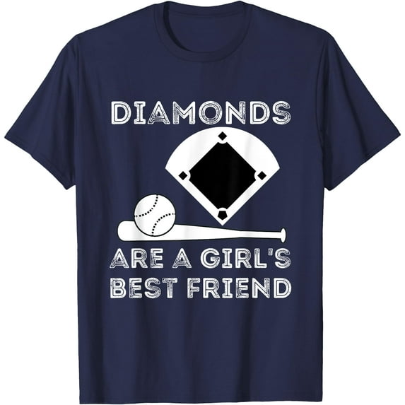 Diamonds Are A Girl's Best Friend Baseball Softball Softstyle Unisex T-Shirt,Navy Color,Size 5/6