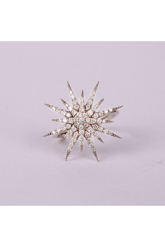 Diamonds Celestial Ring, Dainty Big Starburst Ring, 925 Sterling Silver Cluster Ring, Minimalist Ring Wedding & Engagement Ring, Gift For Her April Birthstone Ring