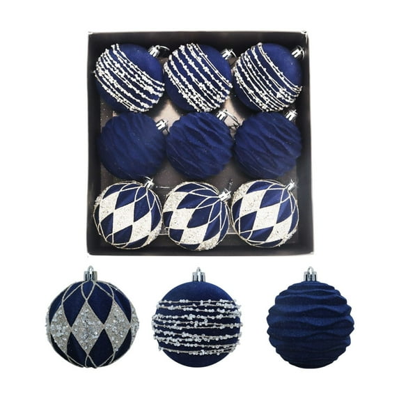 Diamonds Encrusted Velvet Christmas Ball – 8cm Flocked Hanging Ornament for Christmas Tree, Window Display & Holiday Party Decoration, Luxury Fluffy Bauble