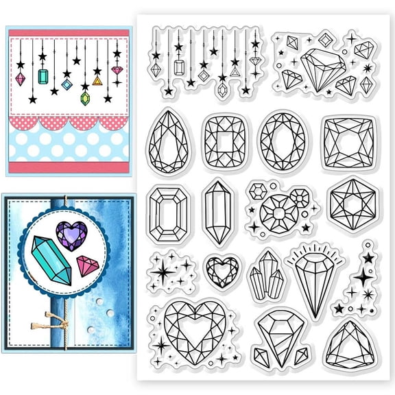 Diamonds Gemstones Clear Stamps Star Transparent Silicone Stamps Clear Stamp Seals Silicone Stamps